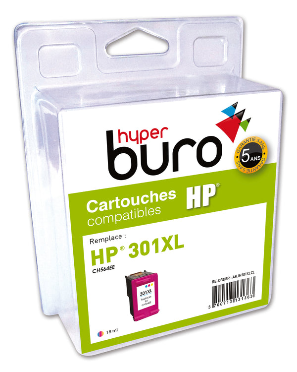 Cartouche remanufacturée HP 301XL couleur- haute capacité 18ml
