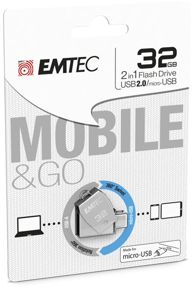 Clé usb dual 32go - pivotante et métal