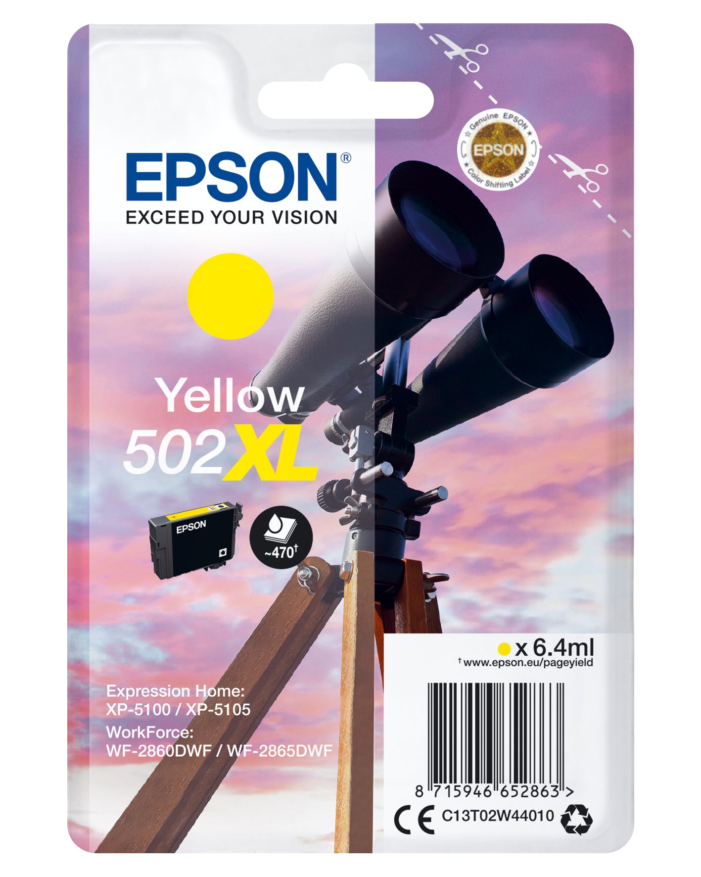 Cartouche d'encre Epson jaune 502xl - rendement élevé