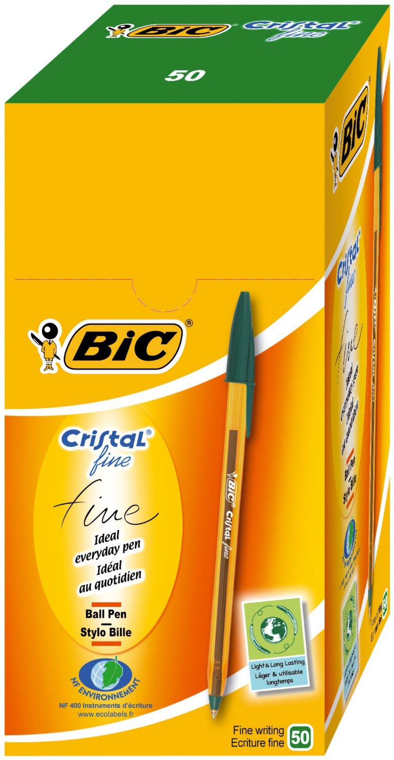 Stylo bille bic cristal fine vert