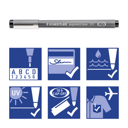 LOT de 4 Feutres Pigment Liner Staedtler Noir Assortis