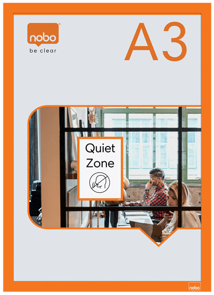 Porte-affiche magnétique  A3 adhésif -orange-lot de 2