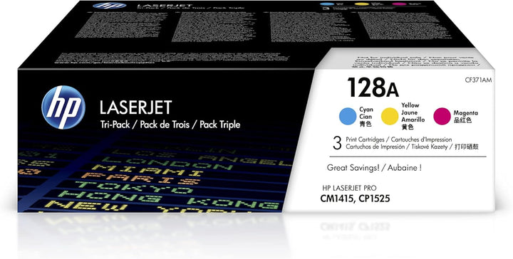 Cartouche toner HP tri-pack 128A cmy - haute qualité d'impression