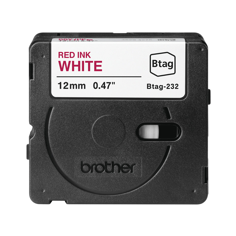 Ruban étiqueteuse Btag  12mm Rouge/Blanc - Haute résistance
