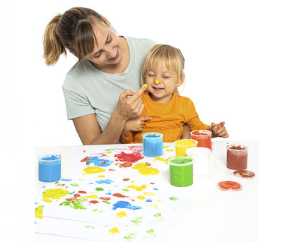 Peinture gouache doigt - set de 6 couleurs lavables