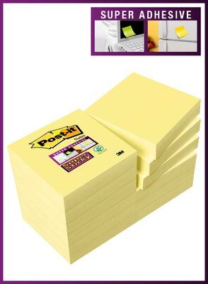 Blocs notes Post-it® super sticky 47x47mm - adhésif renforcé