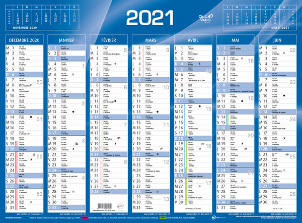 Calendrier Bancaire 55x40,5 cm - Organisation Annuelle