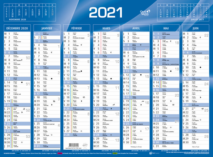 Calendrier Bancaire 55x40,5 cm - Organisation Annuelle