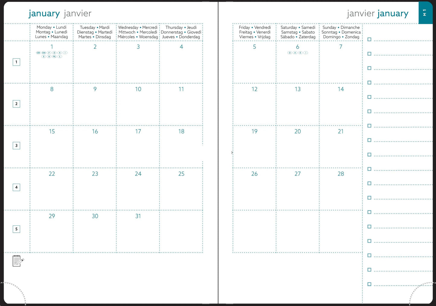 Agenda mensuel easyslim 21 - format compact 15x21 cm