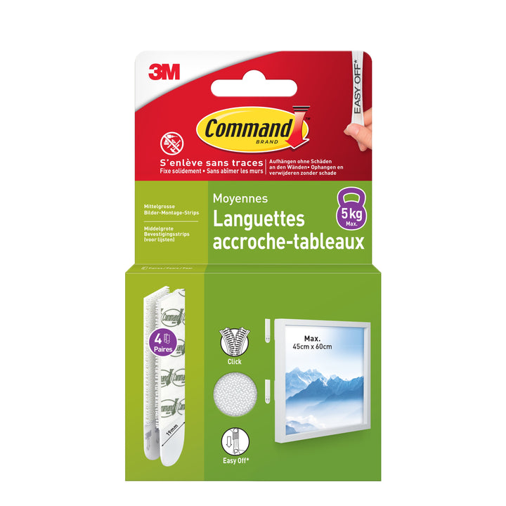 Languettes adhésives moyennes - Fixation sans trace