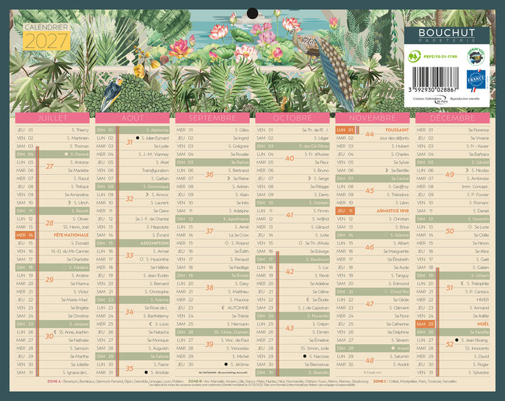 Calendrier de bureau mini 21x26 exotique