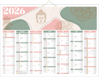 Calendrier mural 2x7 mois - format 43x55 cm