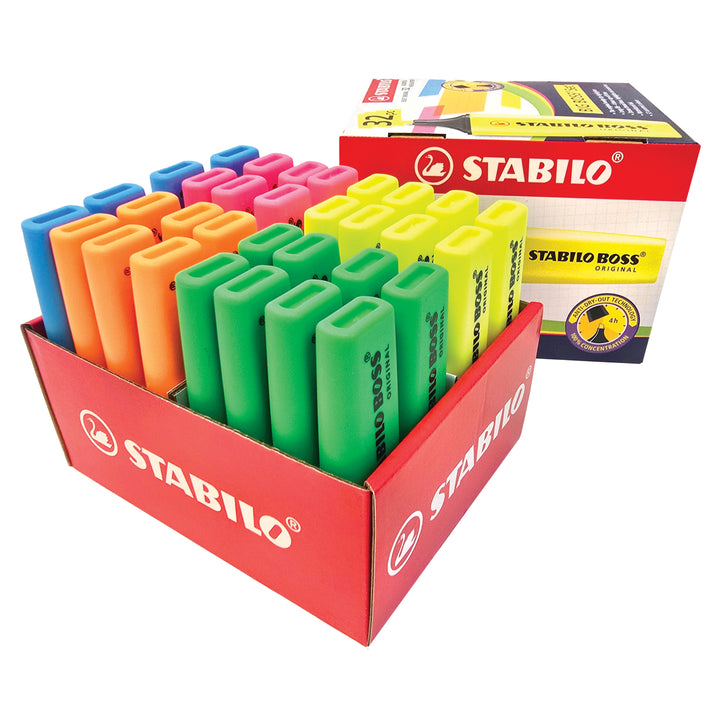 Pack promo de 32 Surligneurs  Stabilo boss Fluorescents - Pointe Biseautée