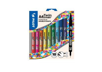 Marqueurs double pointe - pack 10 couleurs assorties