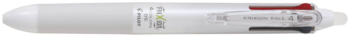 Stylo roller frixion 4 couleurs - Pointe fine 0.5 mm   corps blanc