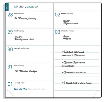 Agenda de poche EasyTime 17 - Format compact 9x17 cm