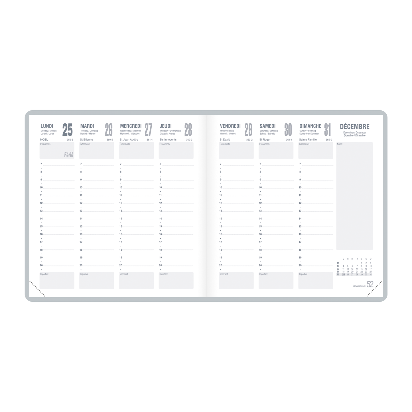 Agenda Hebdomadaire 16x16 - Couverture Amovible