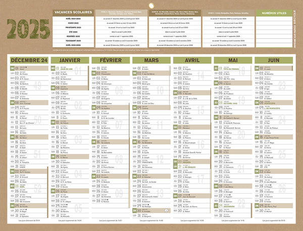 Calendrier mural 32x42 cm - 7 mois recto-verso