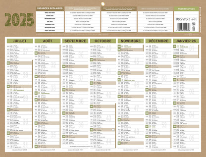 Calendrier mural 32x42 cm - 7 mois recto-verso