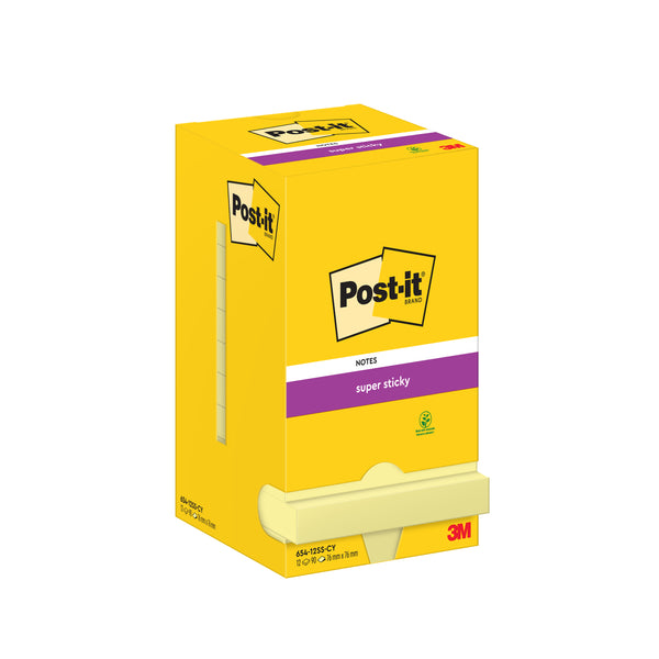 Bloc-notes  Post-it®autocollants 76x76 mm lot de 12- jaune vif