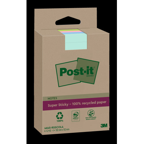 Blocs Notes XXL Post-it®   102x152mm couleurs assorties -