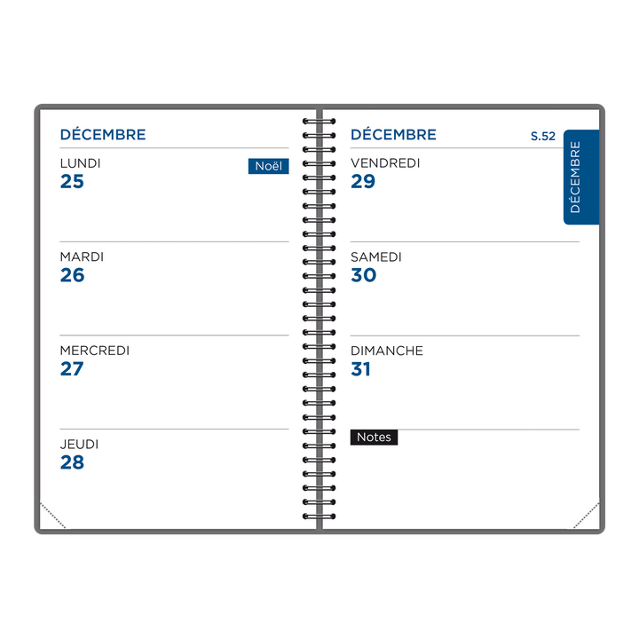 Agenda semainier compact 10x15 cm - Vue hebdomadaire