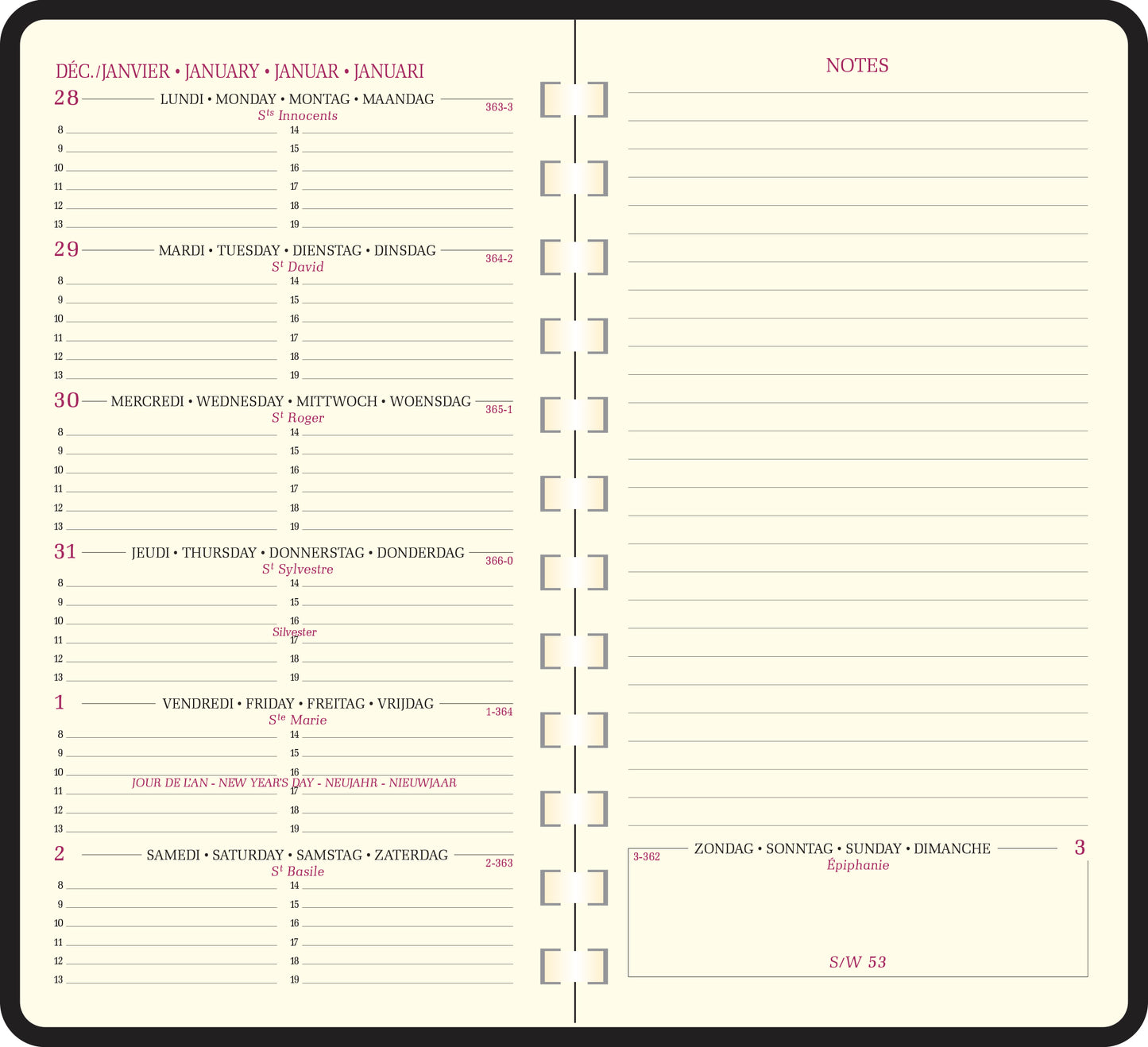 Agenda semainier de poche Eurotime 16S Duo 9x16cm