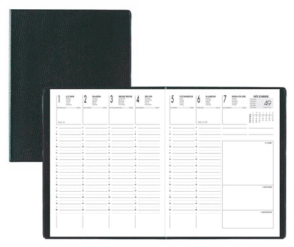 Agenda Semainier A4 Noir - Couverture Amovible PVC