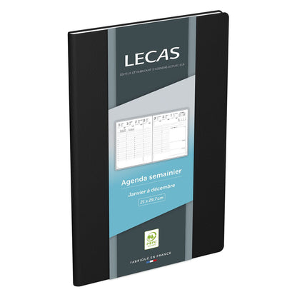Agenda Semainier A4 Noir - Couverture Amovible PVC