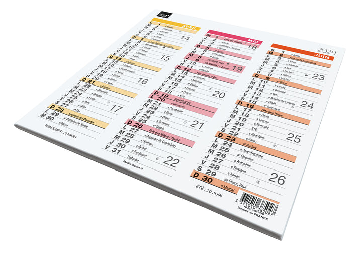 Calendrier mural Quo Vadis Origami 18 mois 36x18 cm