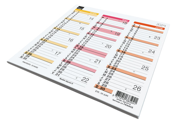 Calendrier QUO VADIS Origami 13 Arc-en-ciel 26x13 cm