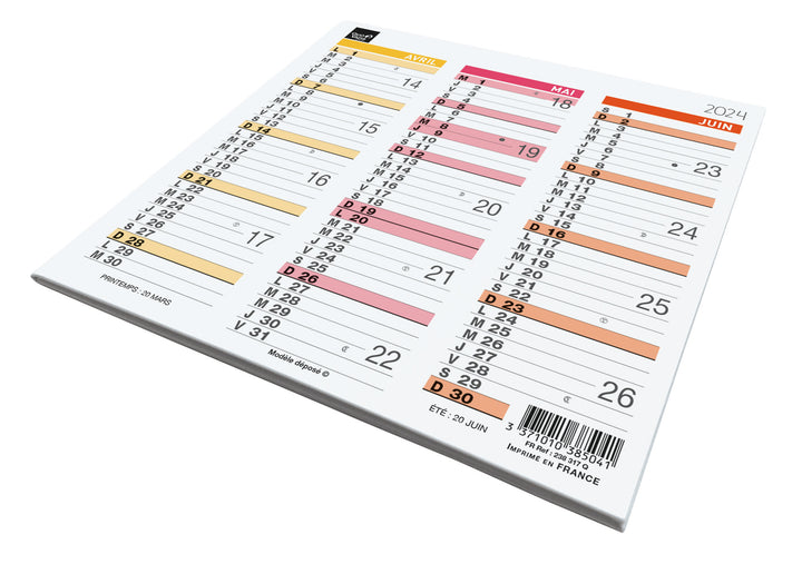 Calendrier QUO VADIS Origami 13 Arc-en-ciel 26x13 cm