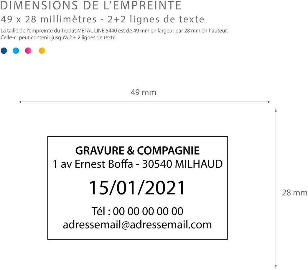 Tampon dateur 5440 - personnalisation 4 lignes