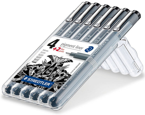Feutres pigment liner technique calibré  - pochette de 6