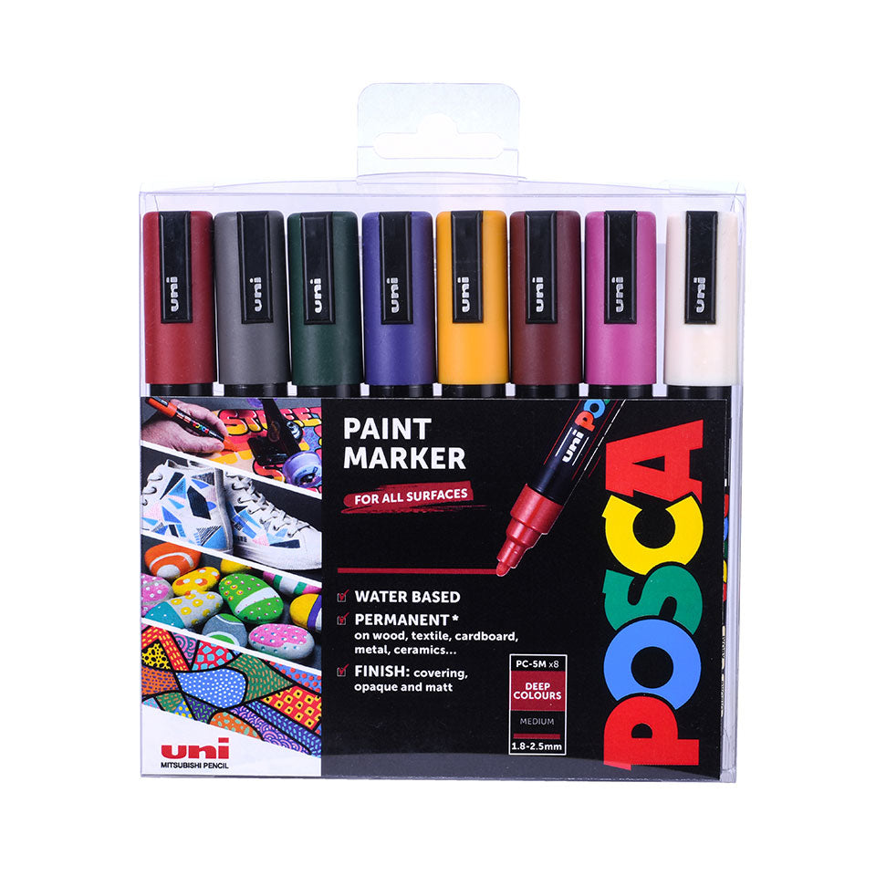 Marqueurs à pointe conique Posca - assortiment de 8 couleurs
