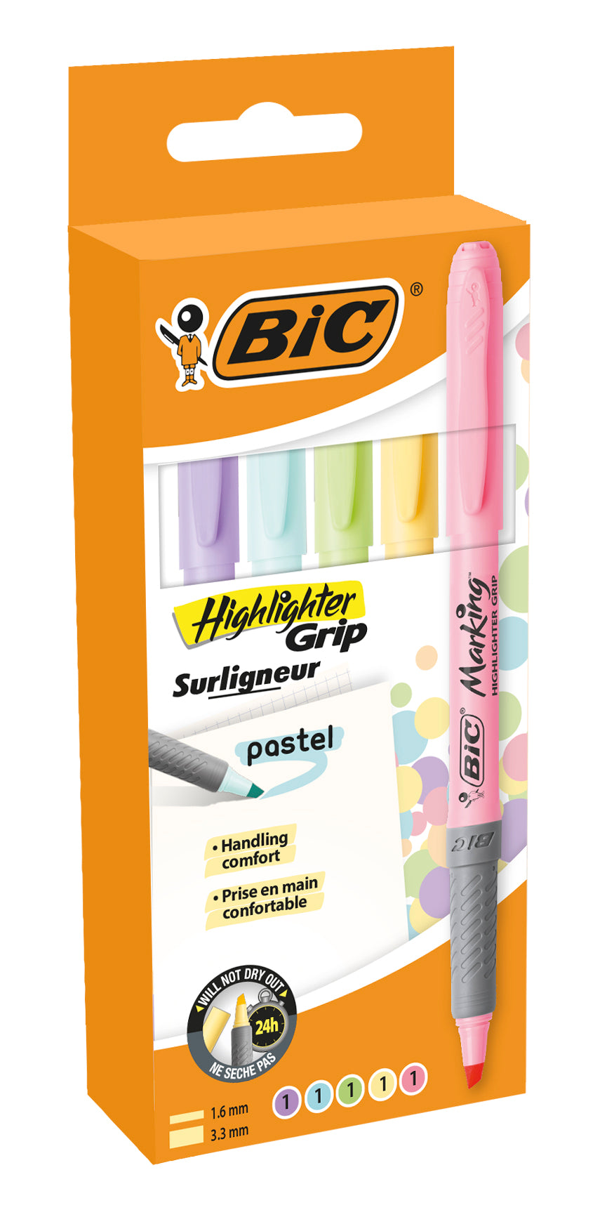 Surligneur pastel - pointe biseautée et grip confortable