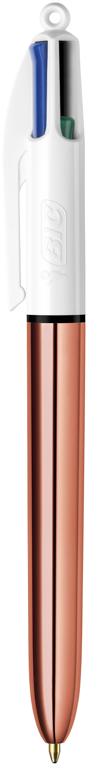 Stylo bic 4 couleurs rétractable - rose doré brillant