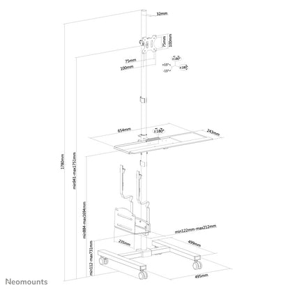 Station de travail mobile 10-32" - réglable et flexible