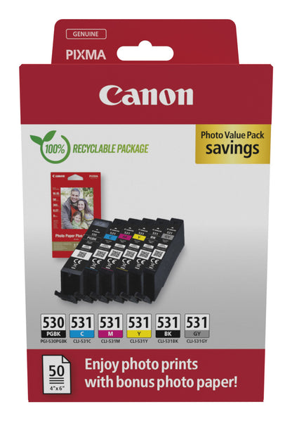 Cartouche d'encre Canon pgi-530bk/cli531 - pack 6 pièces
