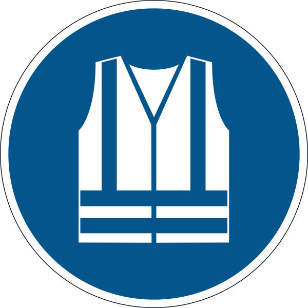 Sticker signalisation de sol "gilet obligatoire" ø 43 cm