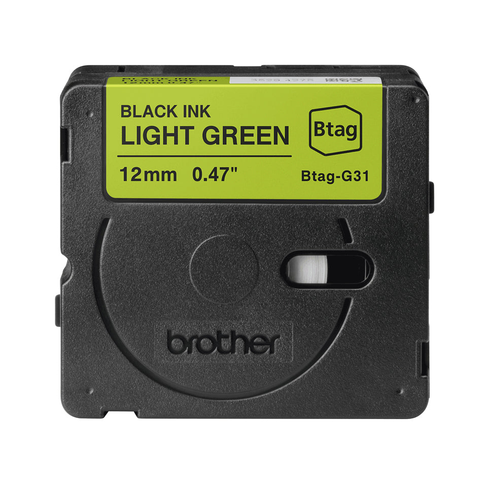 Ruban étiqueteuse Btag 12mm Noir/Vert - Résistant et polyvalent