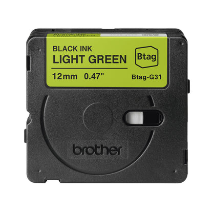 Ruban étiqueteuse Btag 12mm Noir/Vert - Résistant et polyvalent
