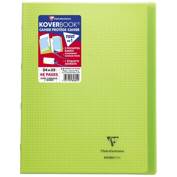 Cahier koverbook 48 pages quadrillé 5x5 24x32 - couverture solide