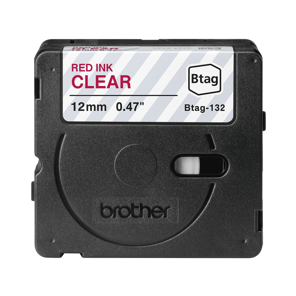 Ruban Brother Btag 12mm - Rouge/Transparent