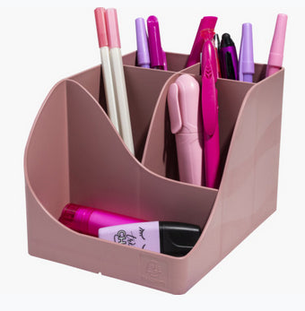 Pot crayons 5 compartiments skandi-vieux rose