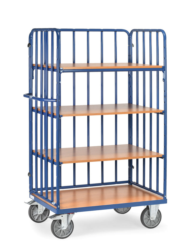 Chariot Haut 4 Plateaux - 3 Ridelles, 1000x600 mm