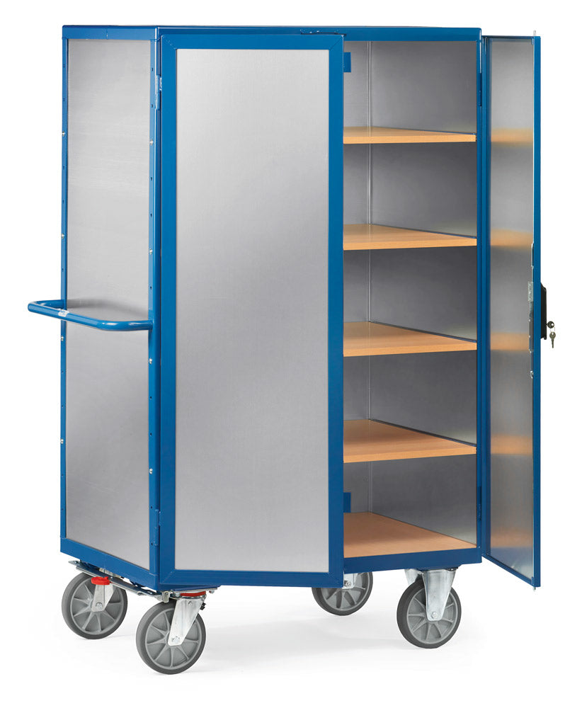 Chariot fermé alu avec serrure - 5 étagères