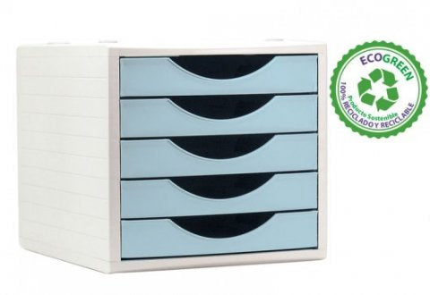 Module classement 5tiroirs- bleu pastel