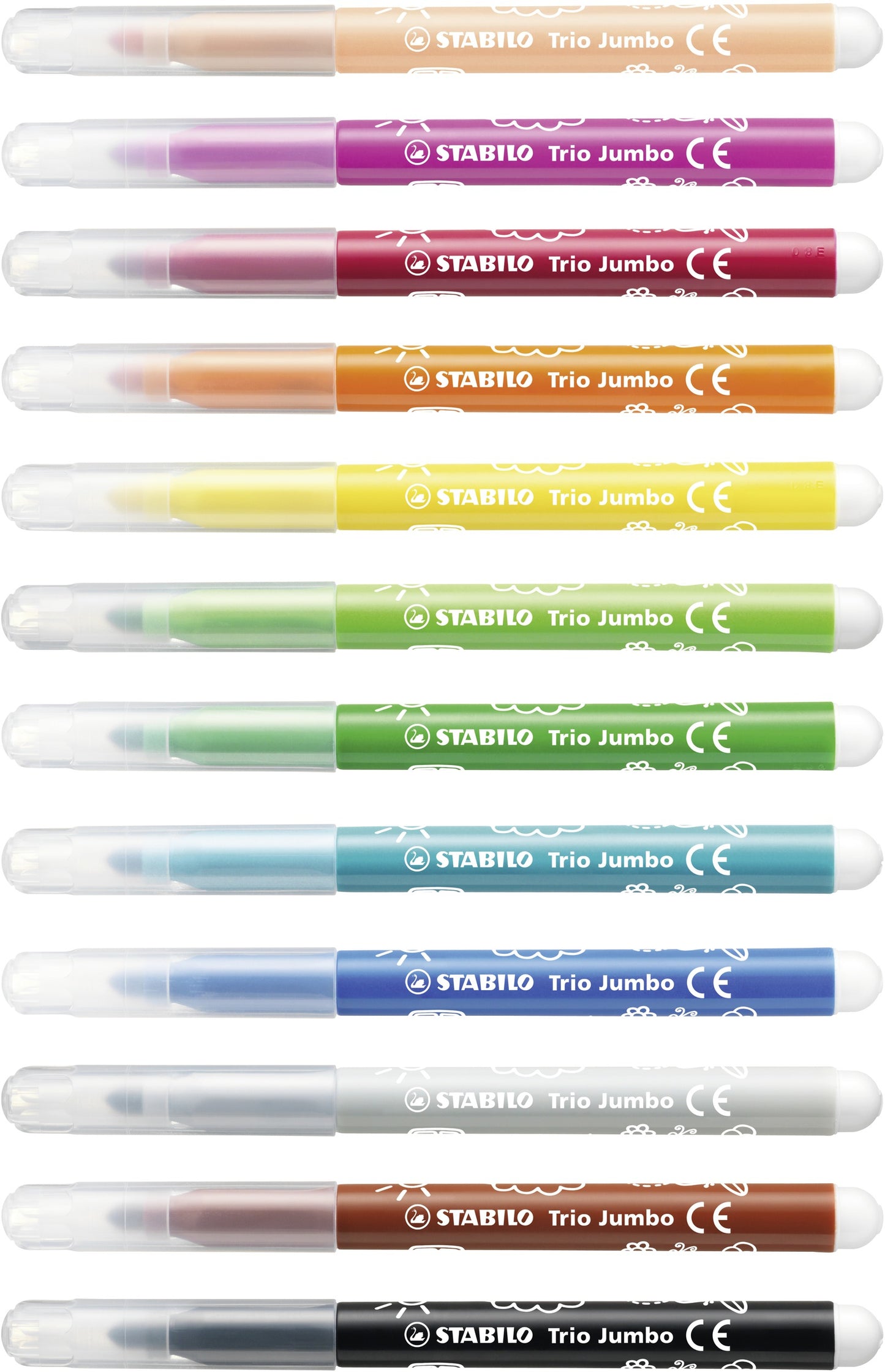 Feutres trio jumbo STABILO 12 couleurs - Pointe ogive