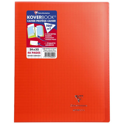 Cahier koverbook 24x32 quadrillé seyés- polypropylène  48 pages